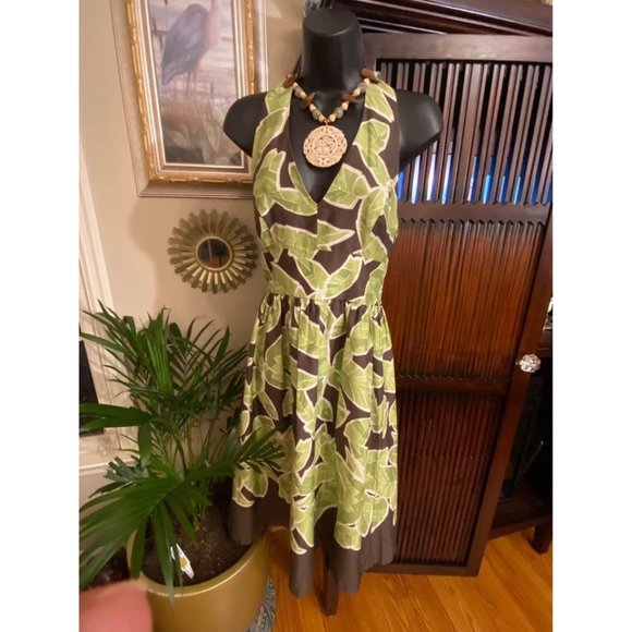 Size 2 Halter Dress Monstera Leaf Print - Picture 1 of 6